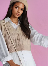 Sweet Caramel Knit Vest Sweater
