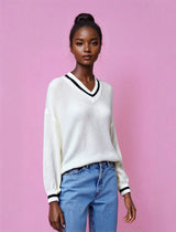 Preppy Vanilla Oversized Sweater