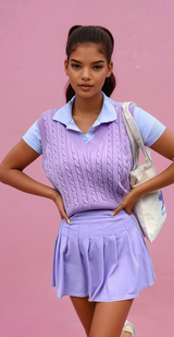 Sweet Purple Knit Vest Sweater