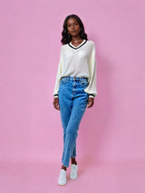 Preppy Vanilla Oversized Sweater