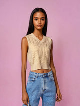 Sweet Caramel Knit Vest Sweater